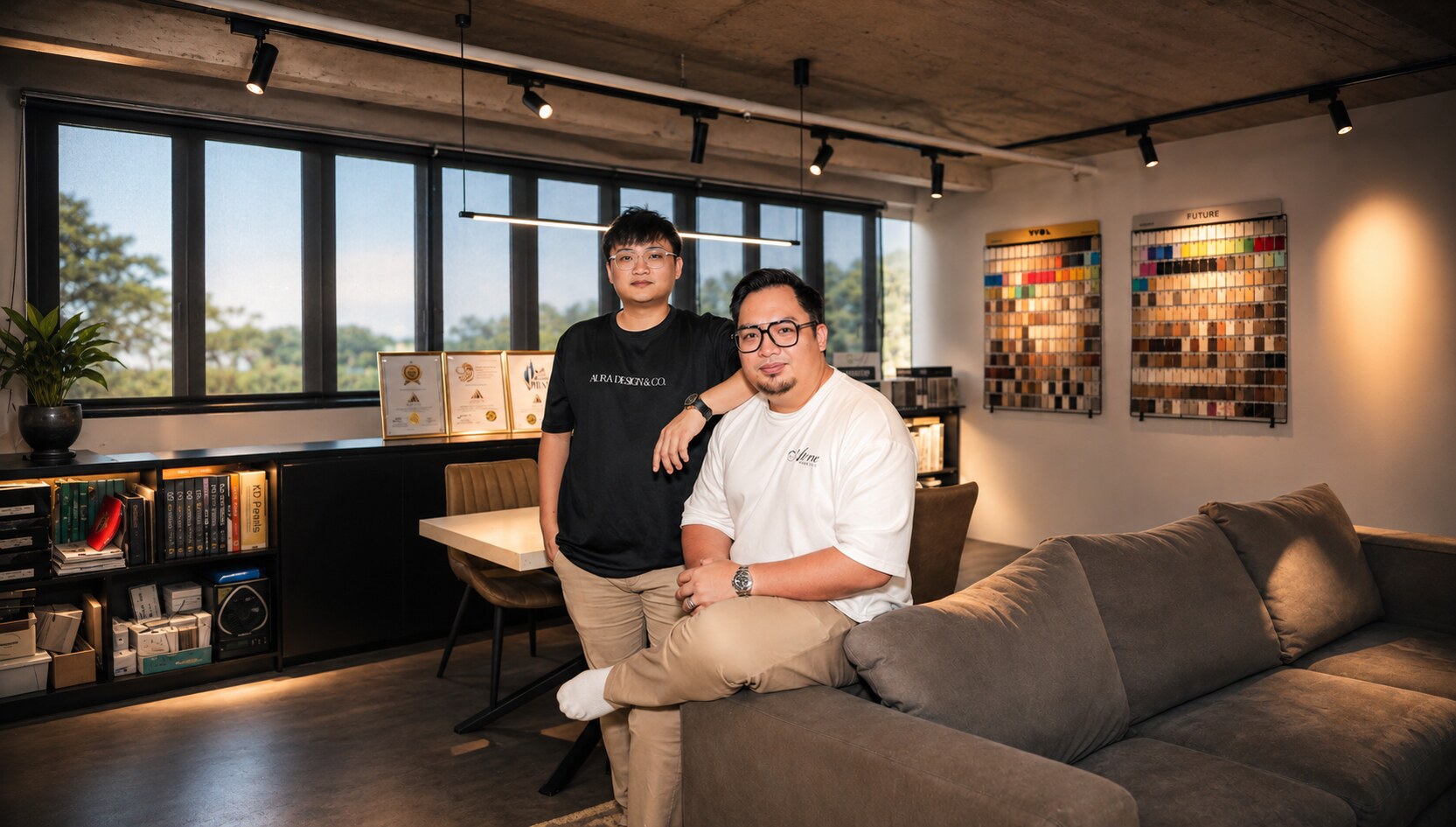 The two principals of Aura Design & Co. at their Ascent @ Gambas studio